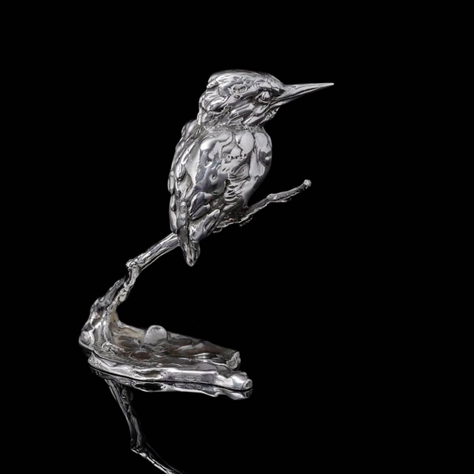 'Kingfisher' Sterling Silver Sculpture By Lucy Kinsella 1