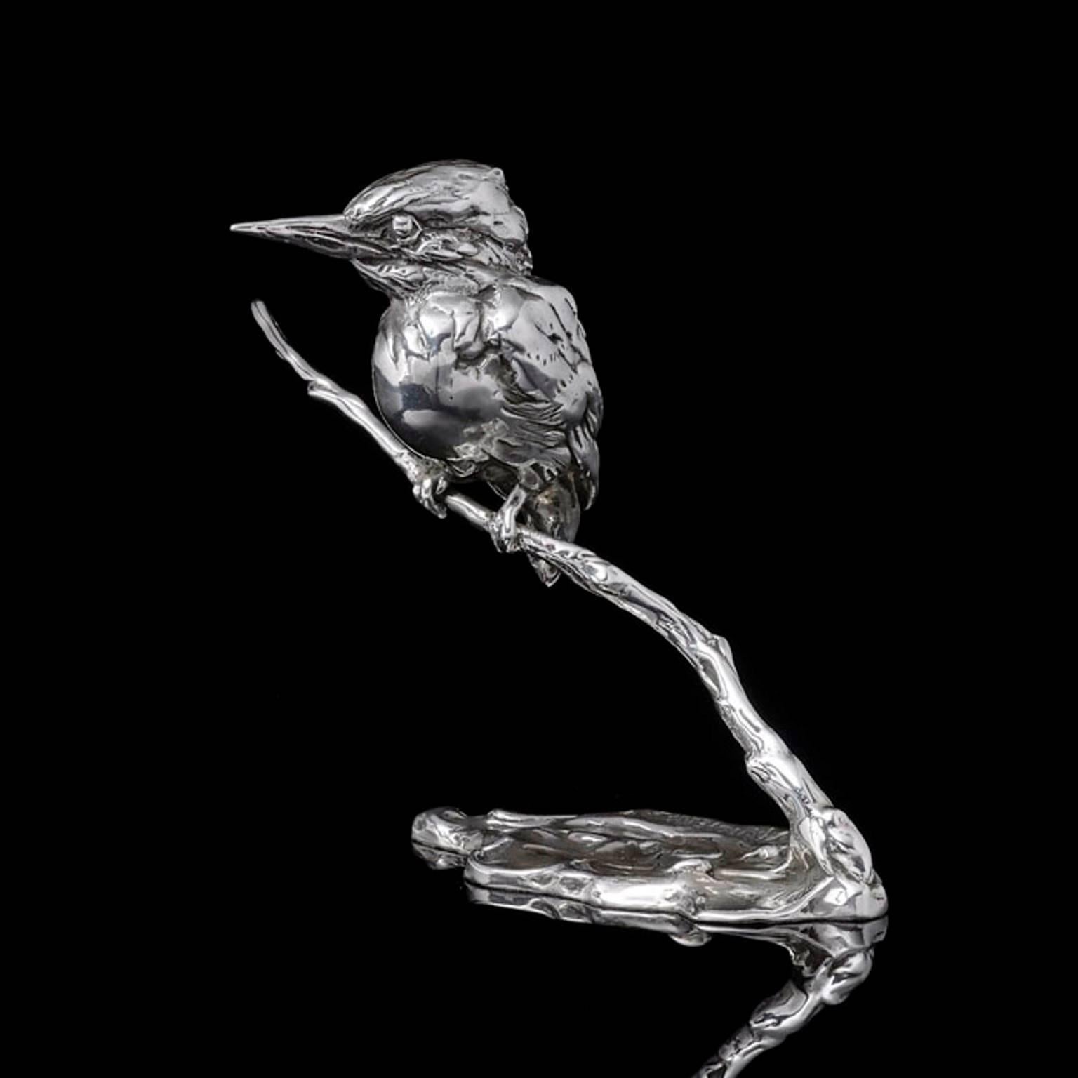 'Kingfisher' Sterling Silver Sculpture By Lucy Kinsella 2