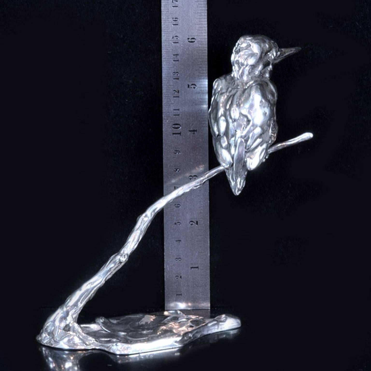 'Kingfisher' Sterling Silver Sculpture By Lucy Kinsella 4