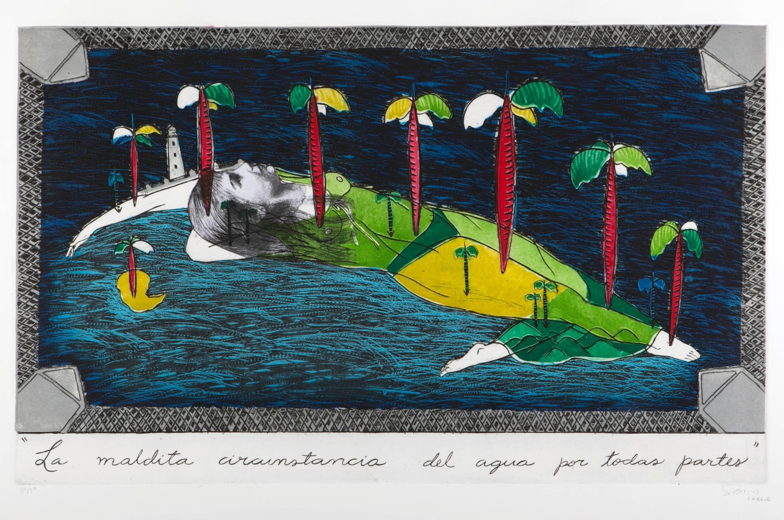 Sandra Ramos Landscape Print - La maldita circunstancia del agua por todas partes (The Damned Circumstance of W