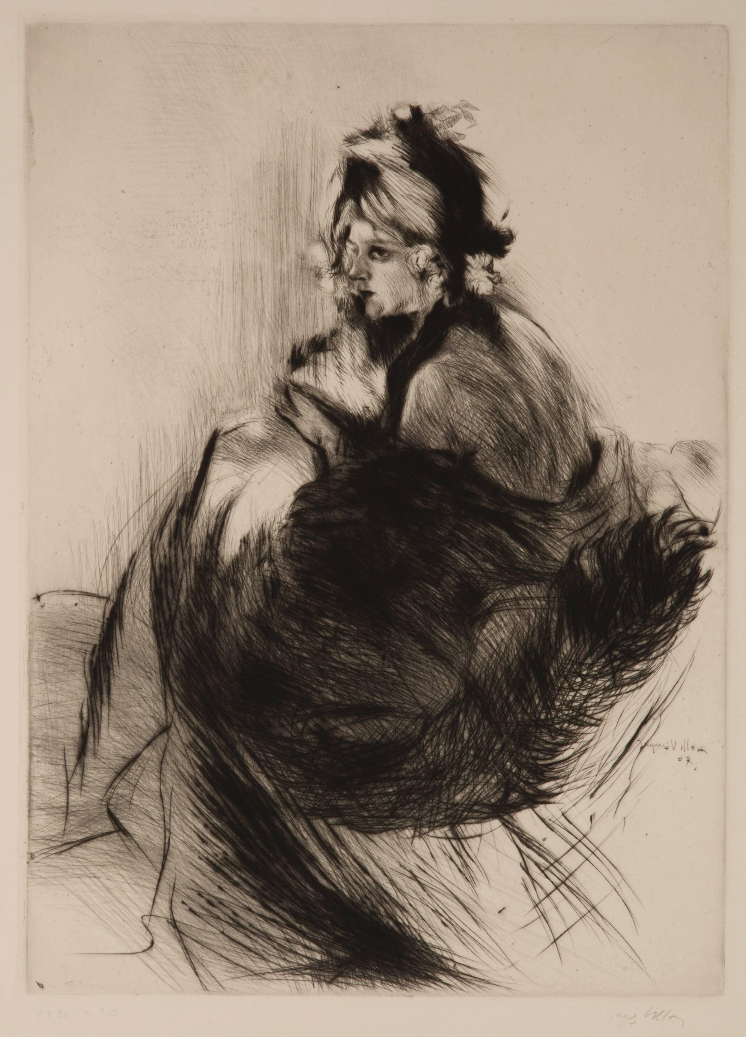 Jacques Villon Portrait Print - Chapeau 1830 or Le Chapeau de Grand-Mère (The Grandmother's Hat)