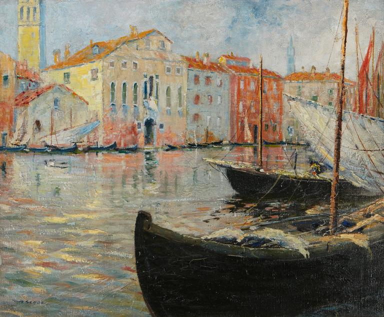 Caleb Arnold Slade - Venetian Canal, Painting For Sale at 1stdibs