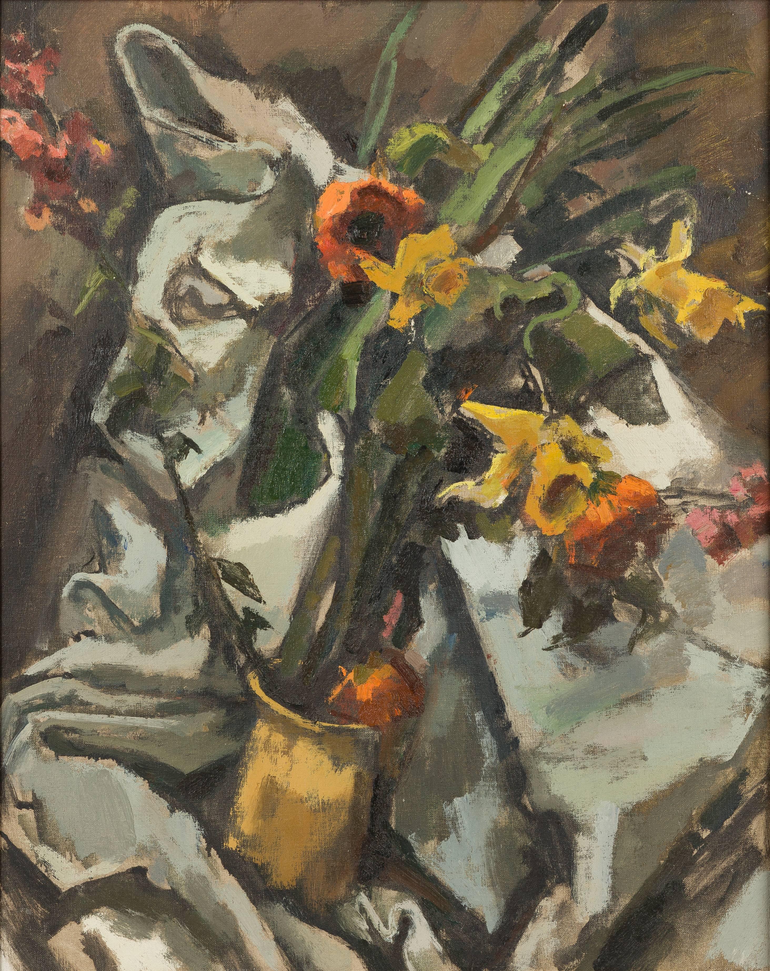 Herbert Barnett Still-Life Painting - Still Life with Daffodils and Poppies