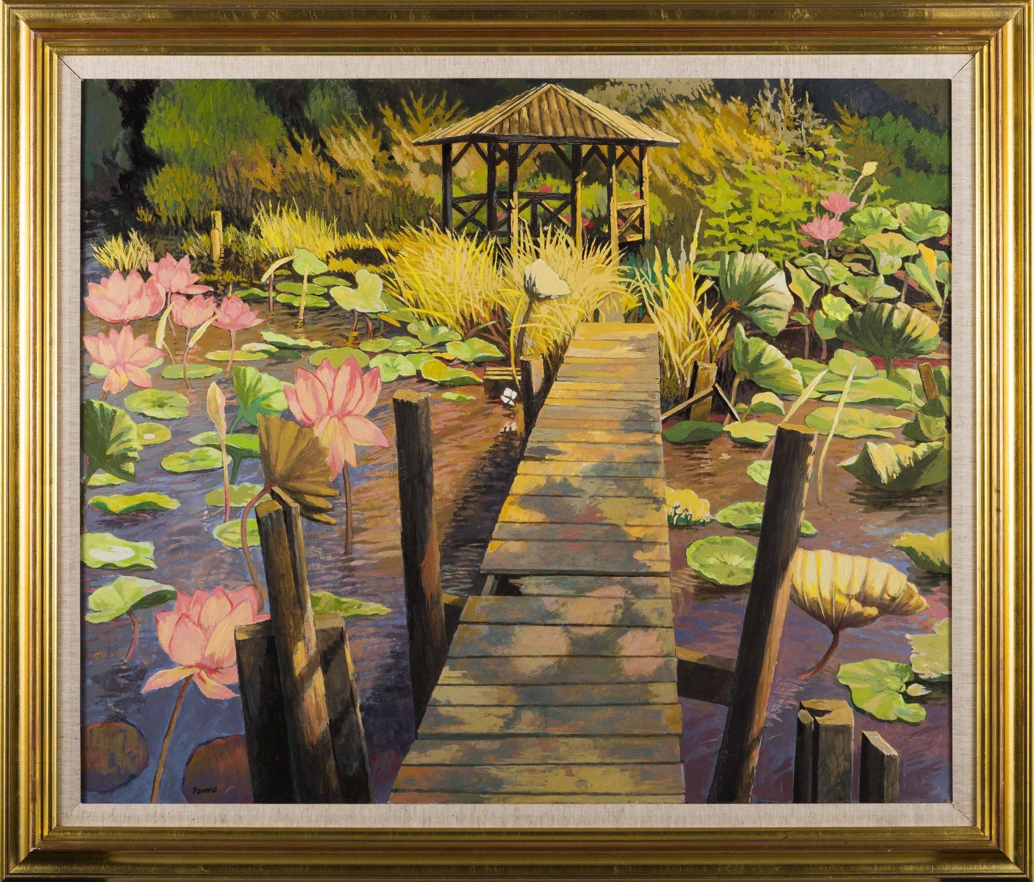 Jardin de lotus - Painting de Anne Lyman Powers