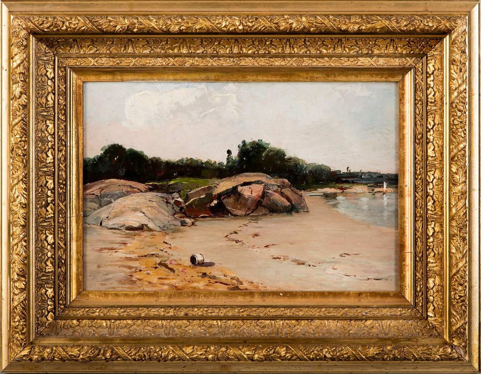 Côte de roche - Painting de Charles Edwin Lewis Green