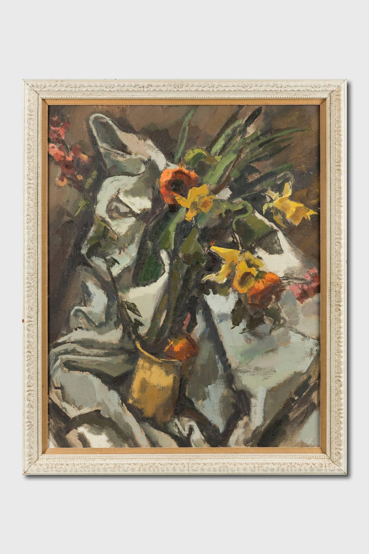 Still Life with Daffodils and Poppies - Painting by Herbert Barnett