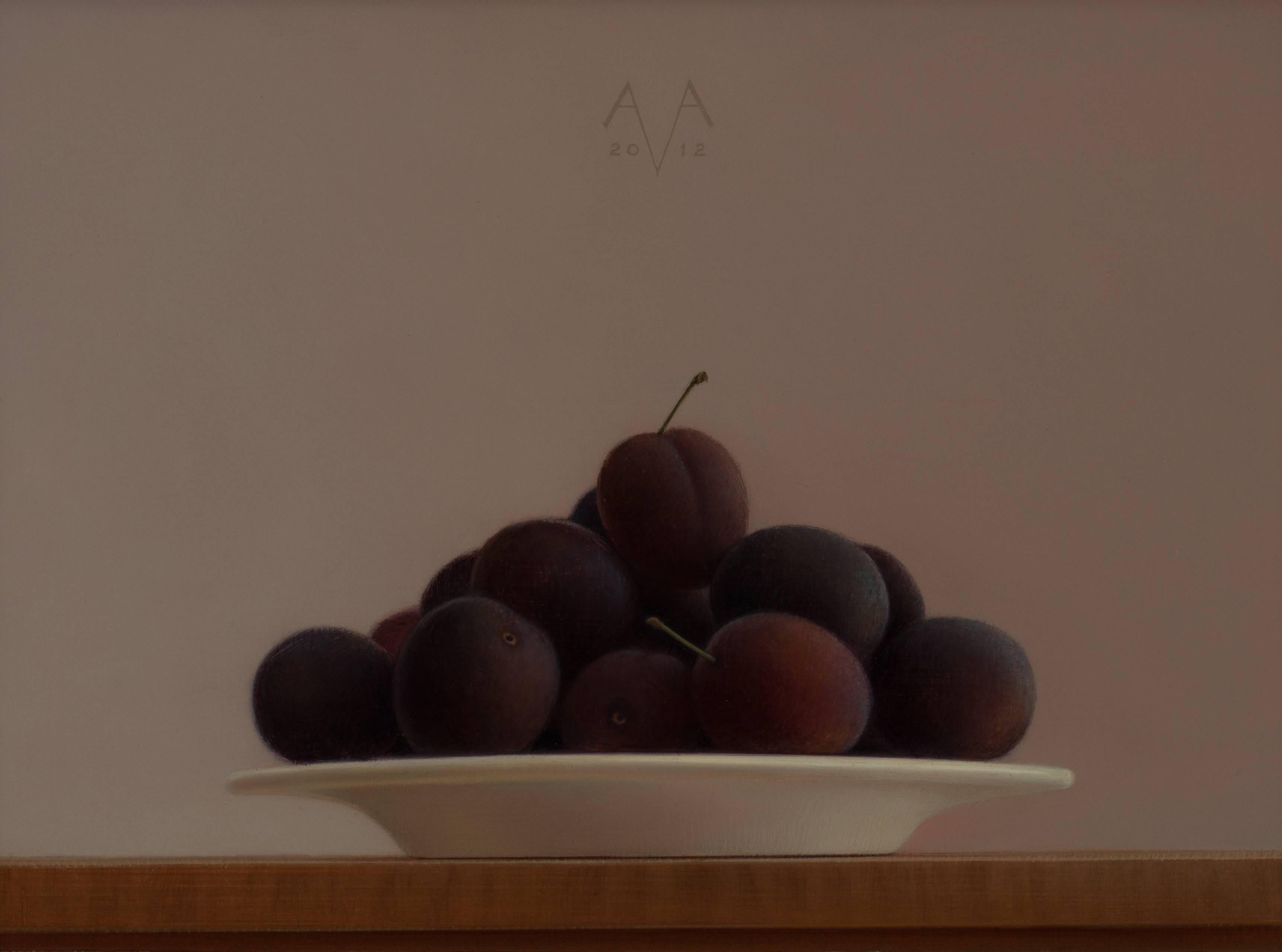 Albada, Arnout van Still-Life Painting - Plums on a writing desk