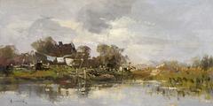 Laundry drying on the bank