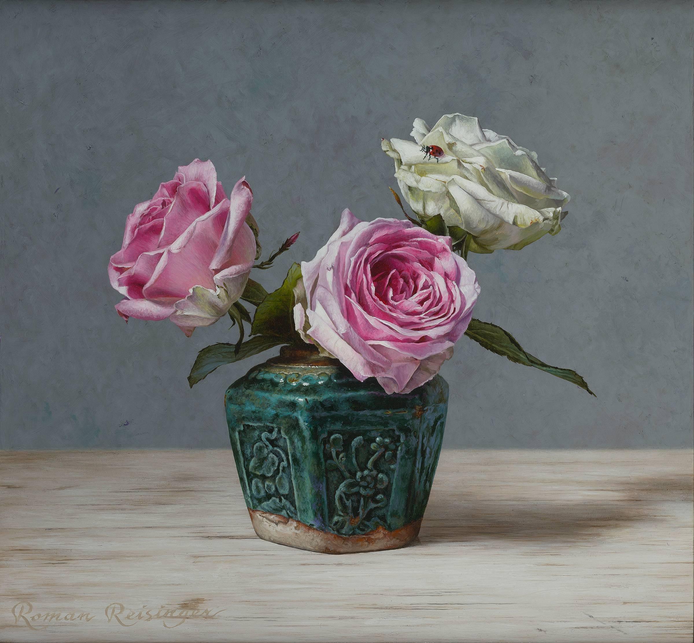Roman Reisinger Still-Life Painting – Stilleben mit Rosen