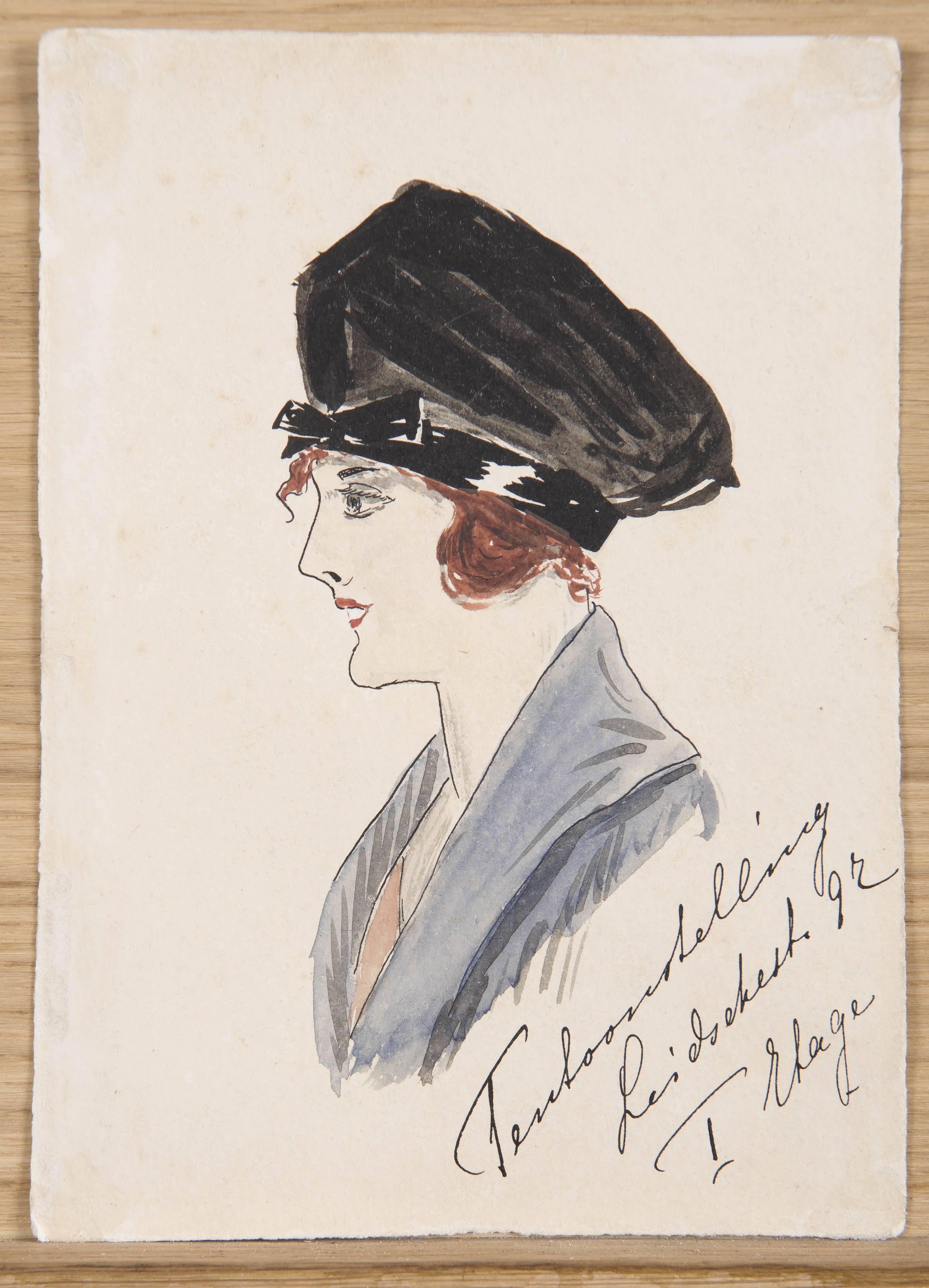 Kees van Dongen Portrait Painting - Lady wearing a bonnet