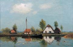 Landscape with farmstead and boat