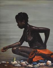 Black girl bathing