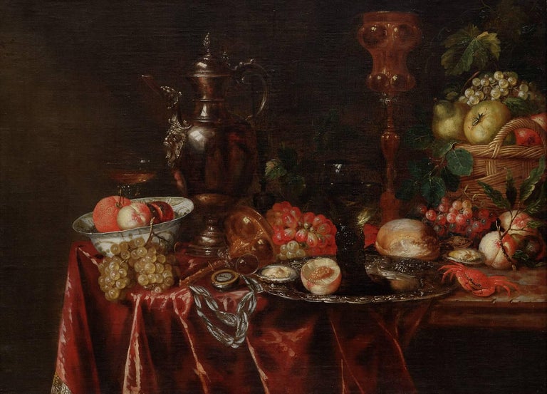 Jan Davidsz De Heem Still-Life Painting - Still life with fruit, animals and vases