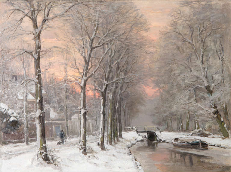 Apol, Lodewijk Franciscus Hendrik (Louis) Landscape Painting - Landscape with setting sun