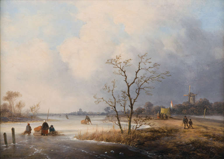 Hoppenbrouwers, Johannes Franciscus Landscape Painting - Winter landscape