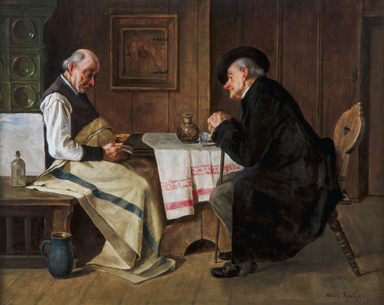 Hans Kratzer Interior Painting - Interior with two men