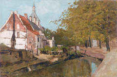 Cottage and tower on a canal