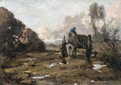 Farmer on his way  in a horse-drawn cart