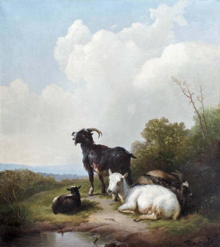 De Rijk James de Rijk - Goats at a pool at 1stDibs | james de rijk, john de rijk