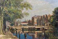 Town View; a canal in a Dutch town