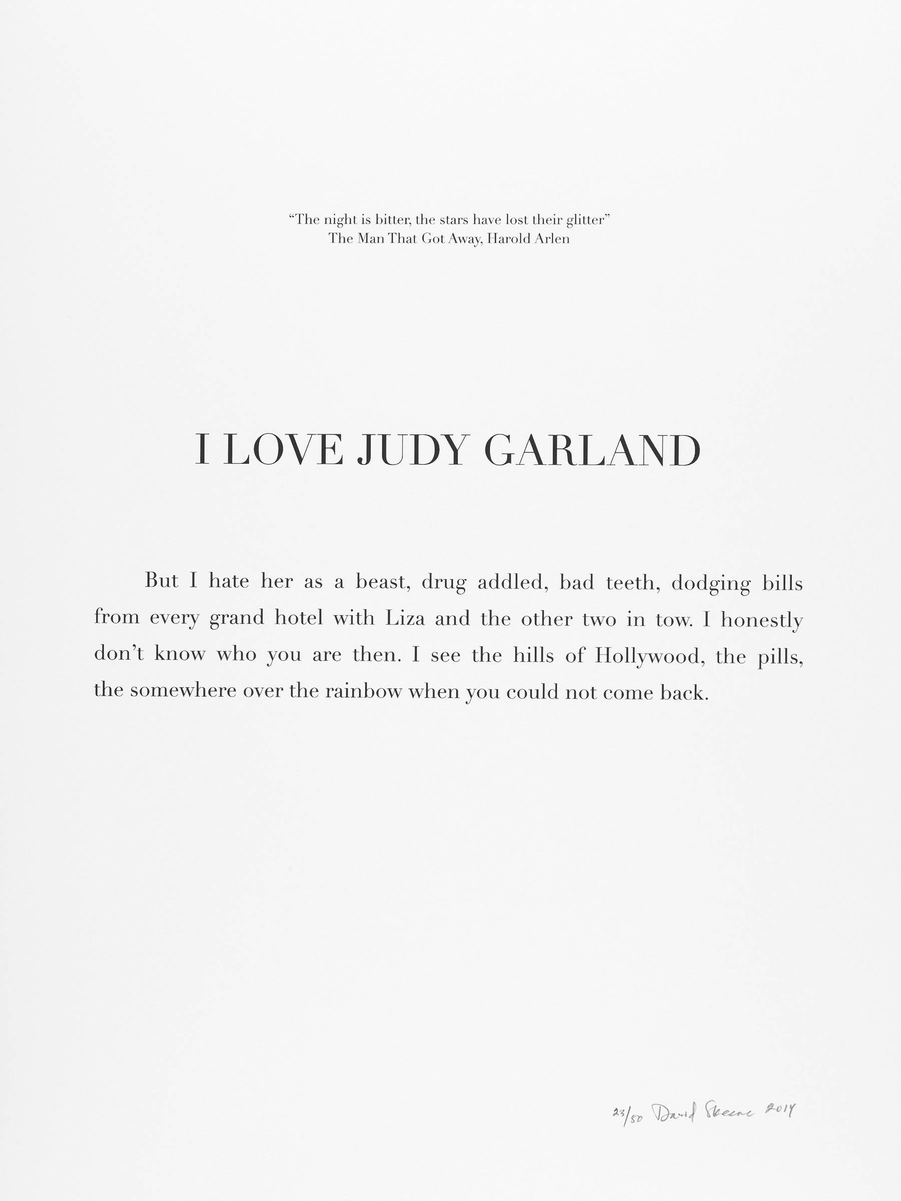 David Skeens Print - I Love Judy Garland