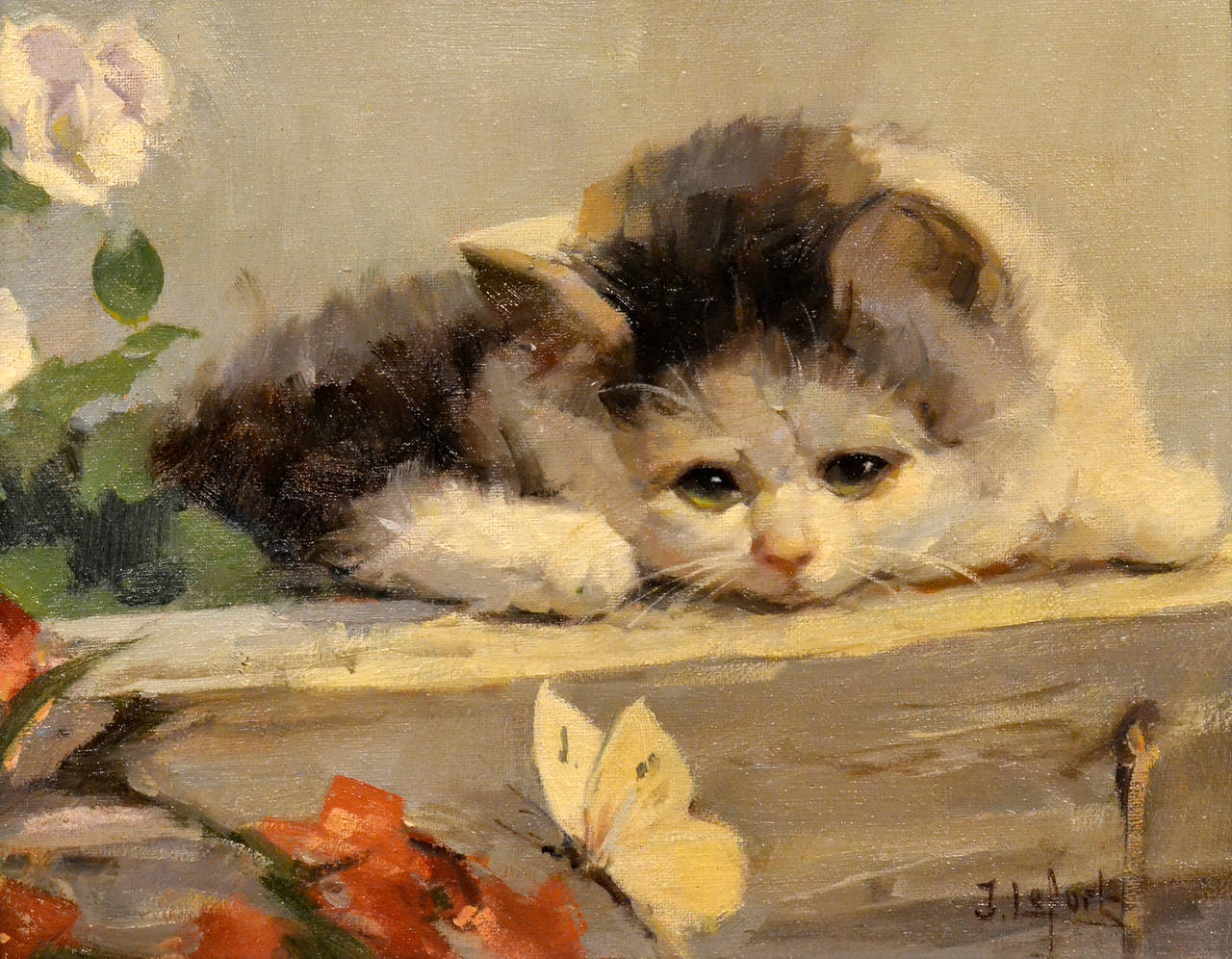 'My Peaceful Cat' - Painting by Jean Lefort
