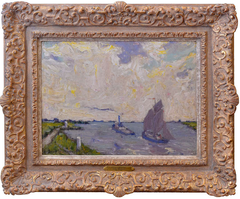 John Michaux Landscape Painting - 'L'IJser à Niewport'