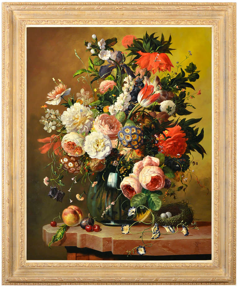 Gyula Issak Still-Life Painting - 'An Exuberant Bouquet'