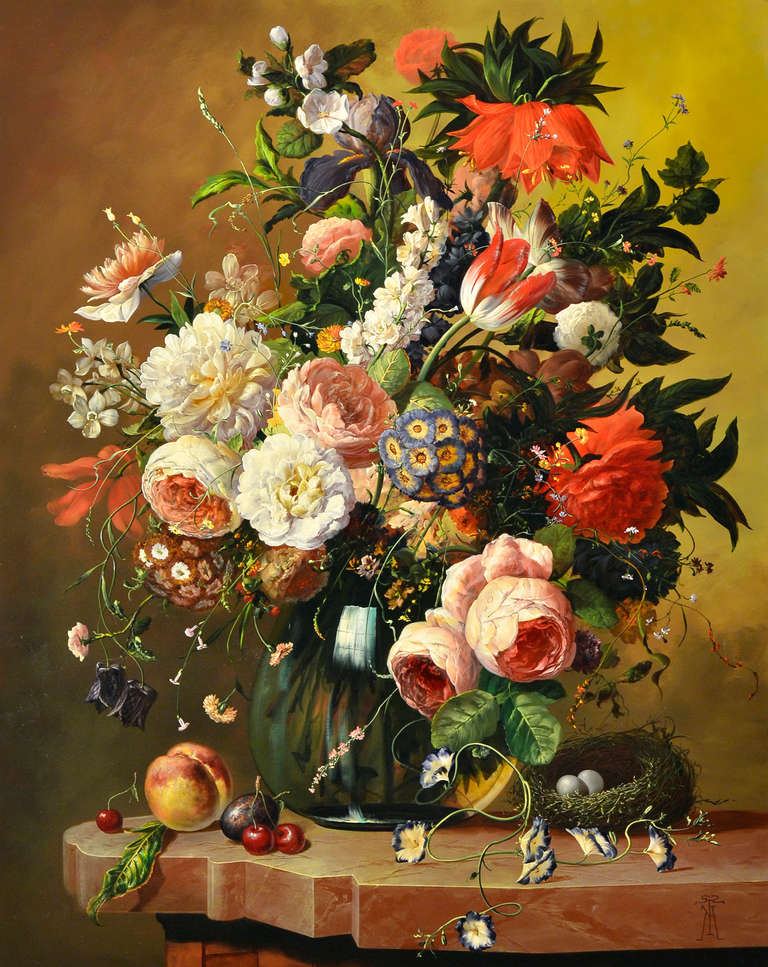 'An Exuberant Bouquet' - Painting by Gyula Issak