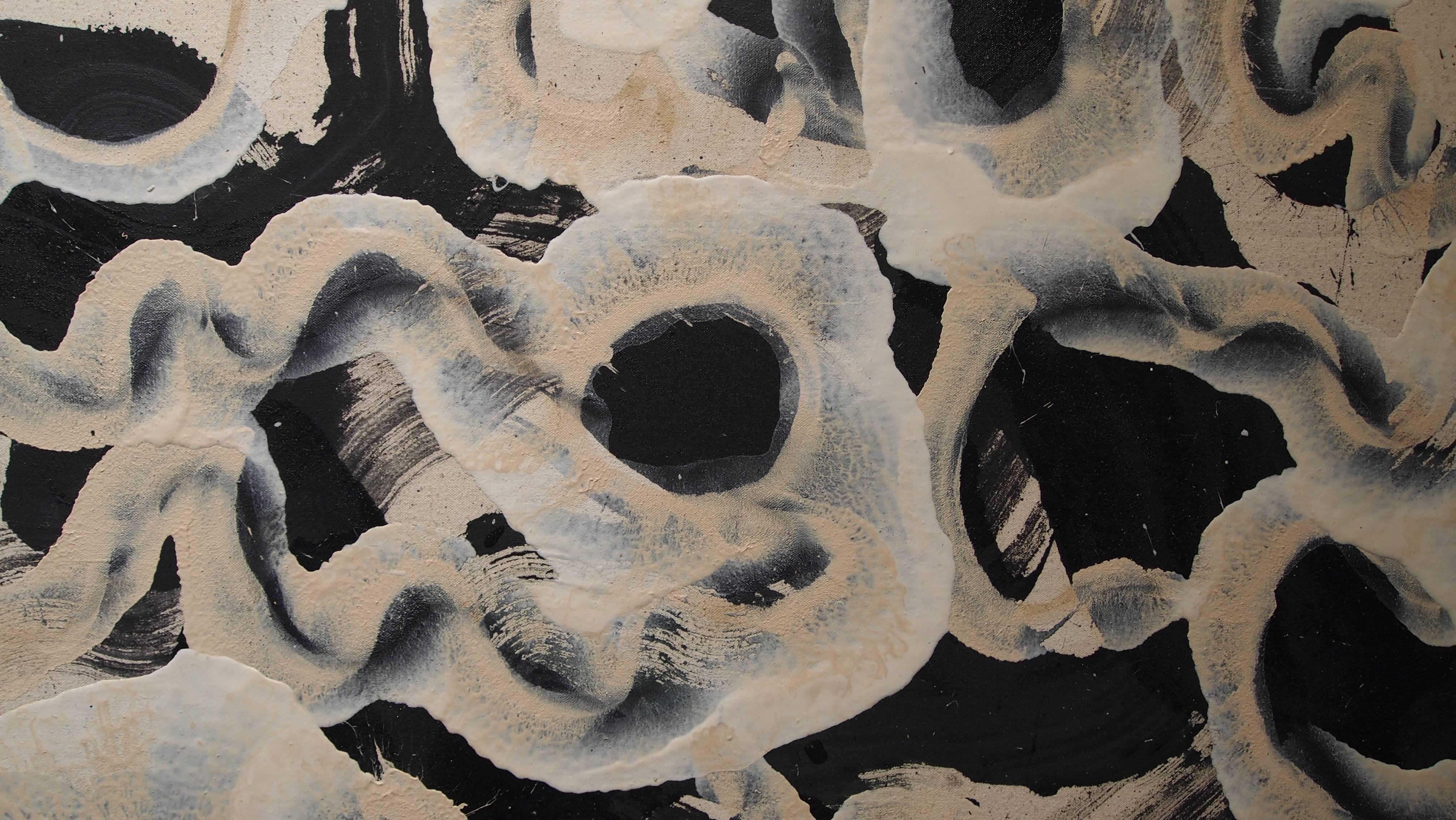 Back Side of Chaos - Black - Painting by Herbert Creecy