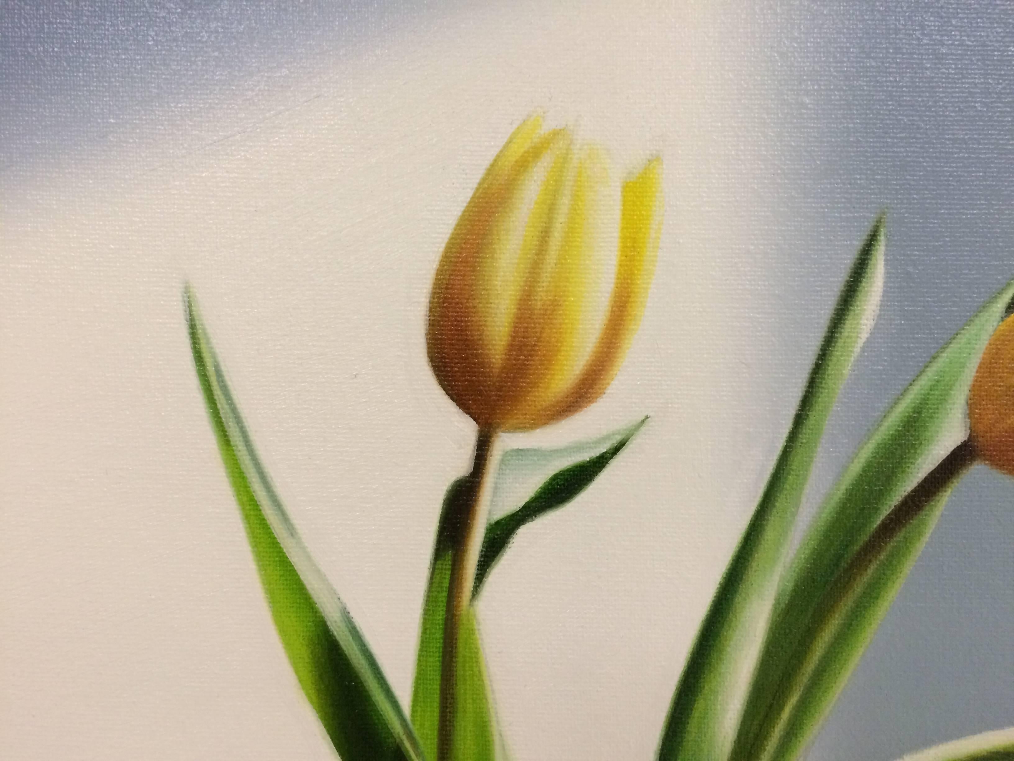 Michael Zigmond
Three Tulips (red, yellow)
Oil on canvas
28 x 30 in. (71.12 x 76.2 cm)

Minimalist floral still-life.