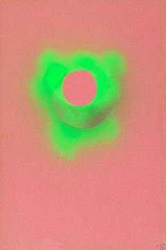 Untitled (Green Krylon on pink paper)