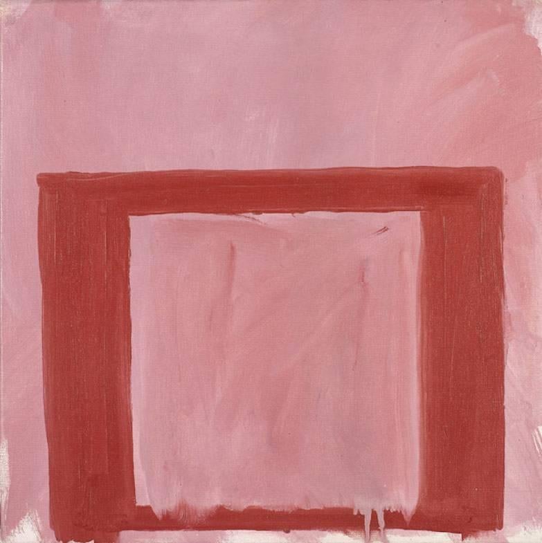 Perle Fine Abstract Painting - Cool Series (Red over Pink)