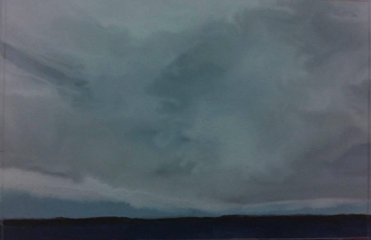 Susan Vecsey Abstract Painting - Study 1 for Dark Sky over Long Beach, Sag Harbor