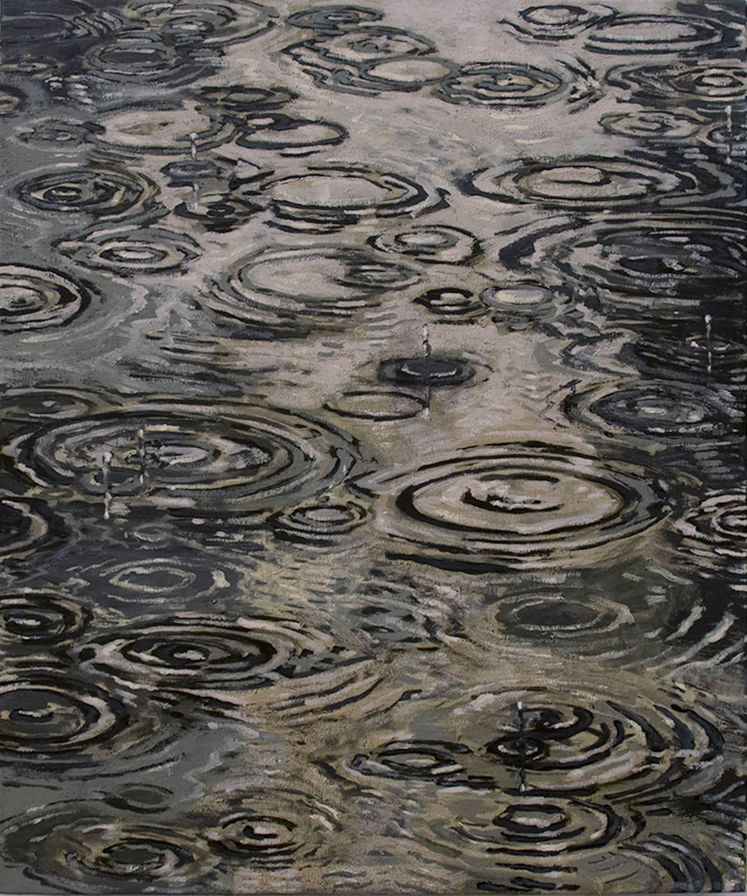 Paul Manes Landscape Painting - Untitled  (rain drops), Oil on Canvas 36 x 30 inches, signed on reverse side.