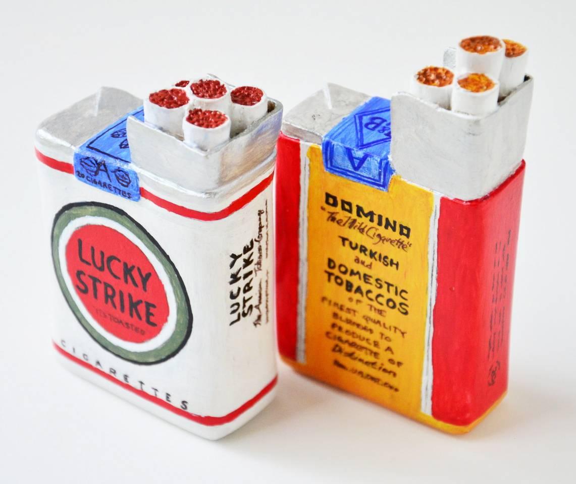Rick Kroninger Still-Life Sculpture - Pack of Smokes, Lucky Strike and Domino