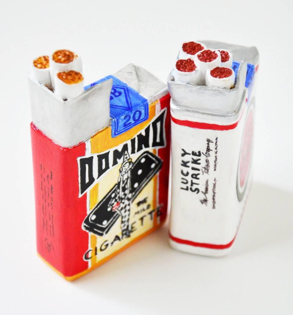 Pack of Smokes, Lucky Strike and Domino - Pop Art Sculpture by Rick Kroninger