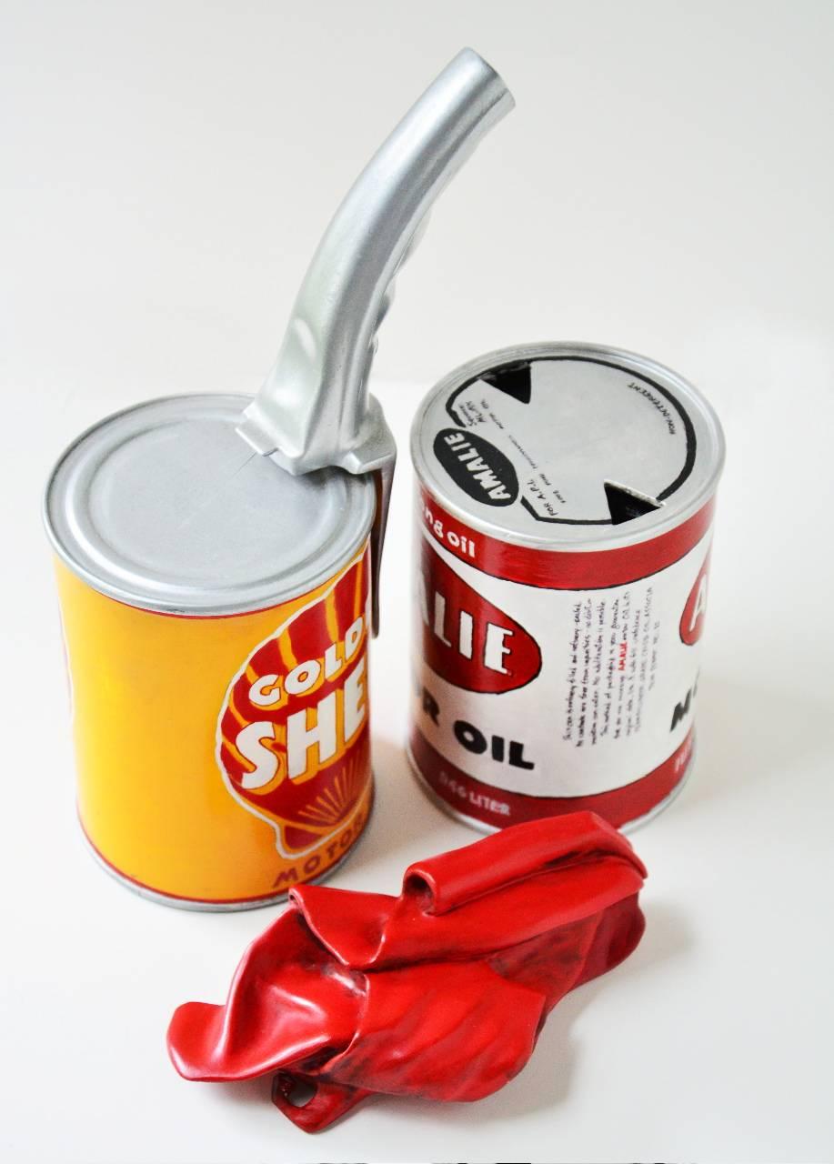 Rick Kroninger Still-Life Sculpture - Oil Cans and Rag