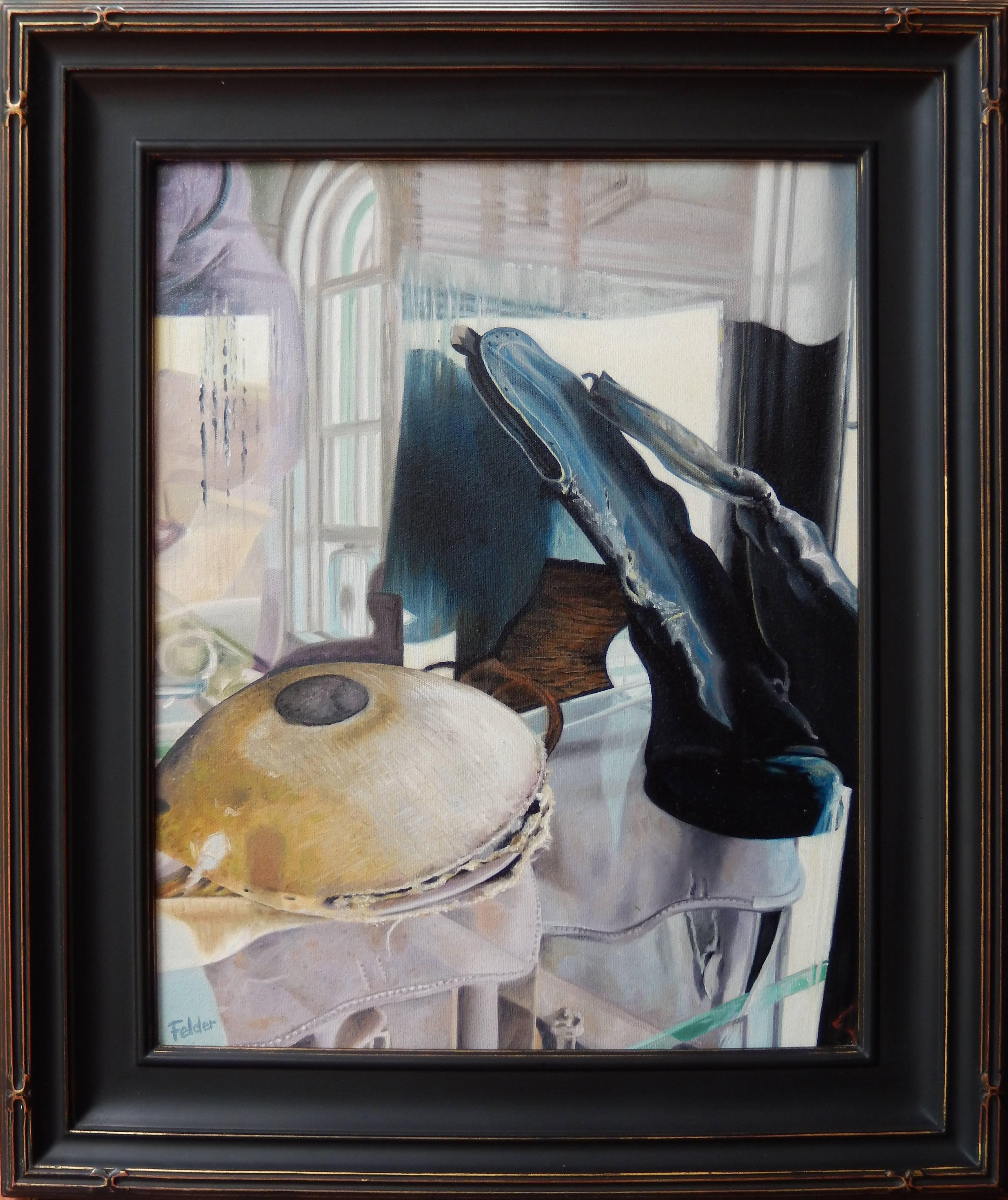 Larry Felder Still-Life Painting - Hemingway
s Canteen and Boots