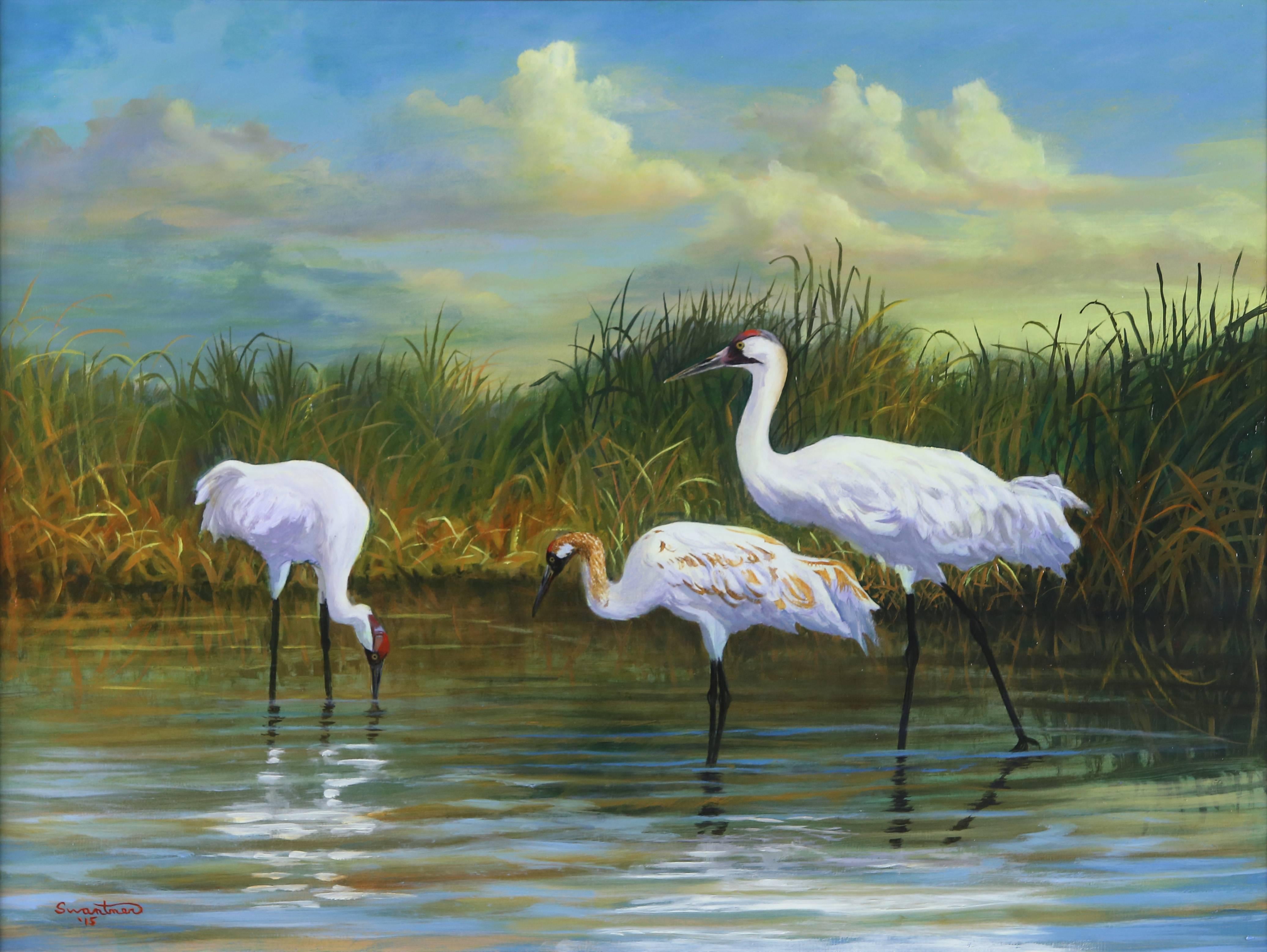 David Swantner Landscape Painting - Whooping Cranes