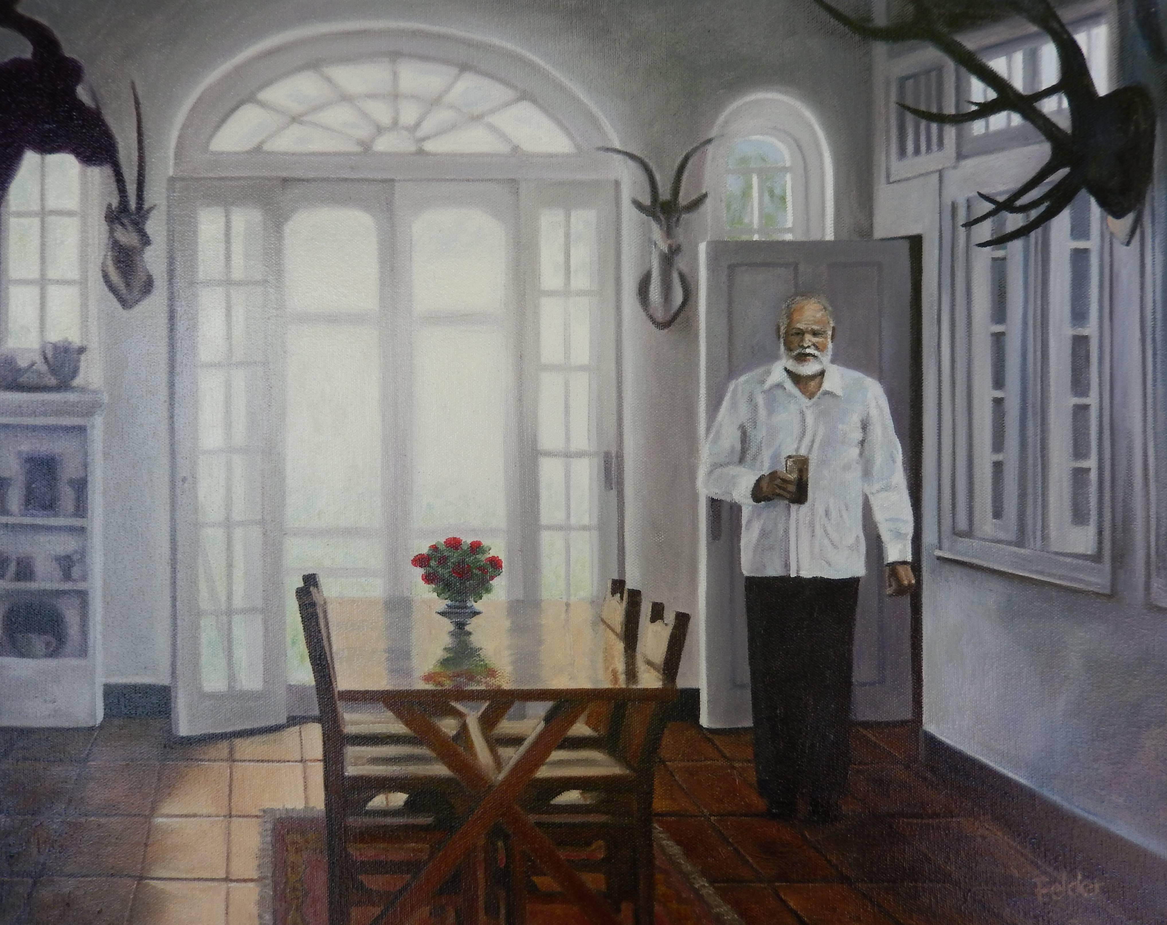 Larry Felder Portrait Painting - Hemingway at Finca Vigia
