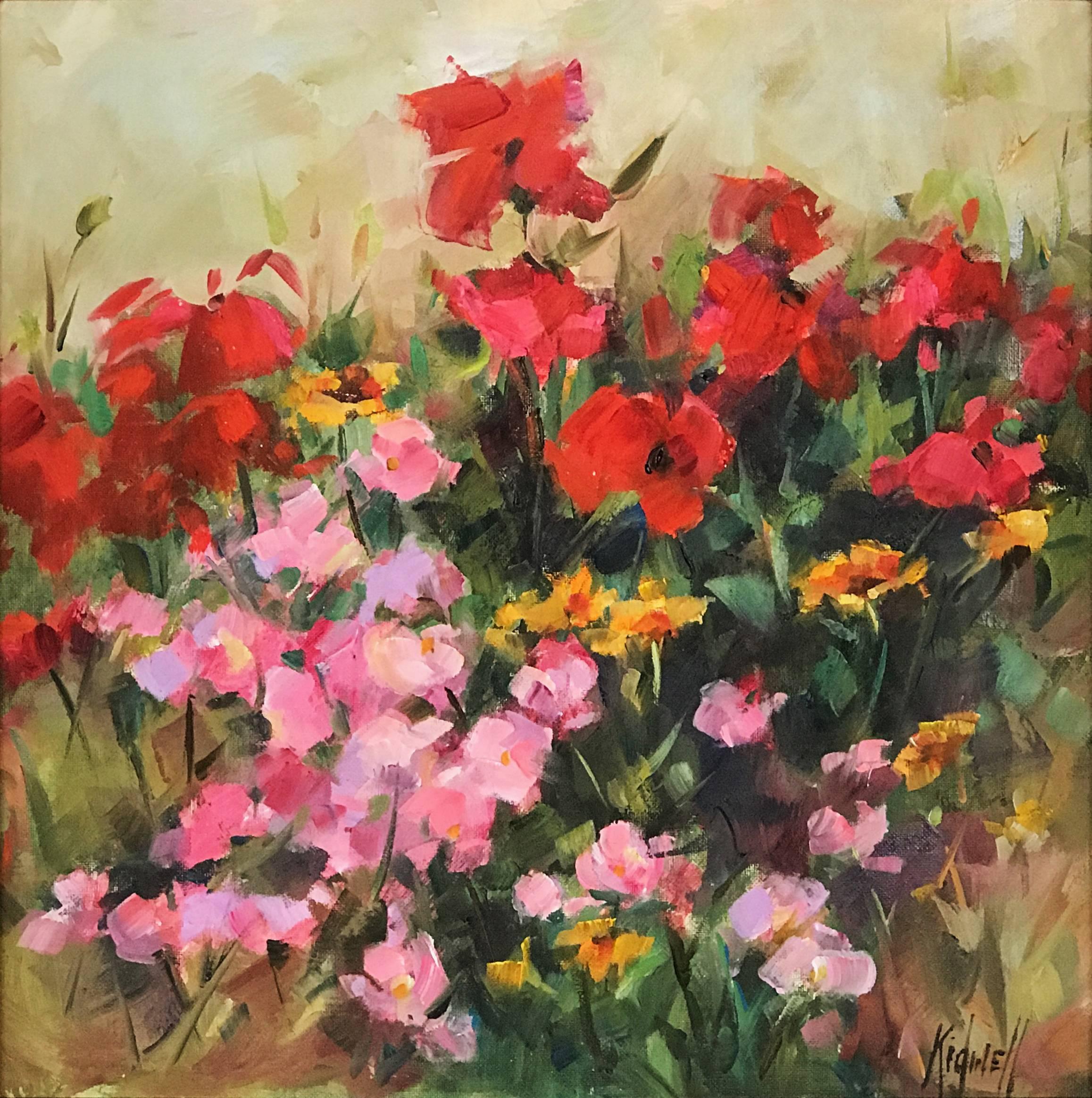 Christy Kidwell Landscape Painting - Poppies and Primroses