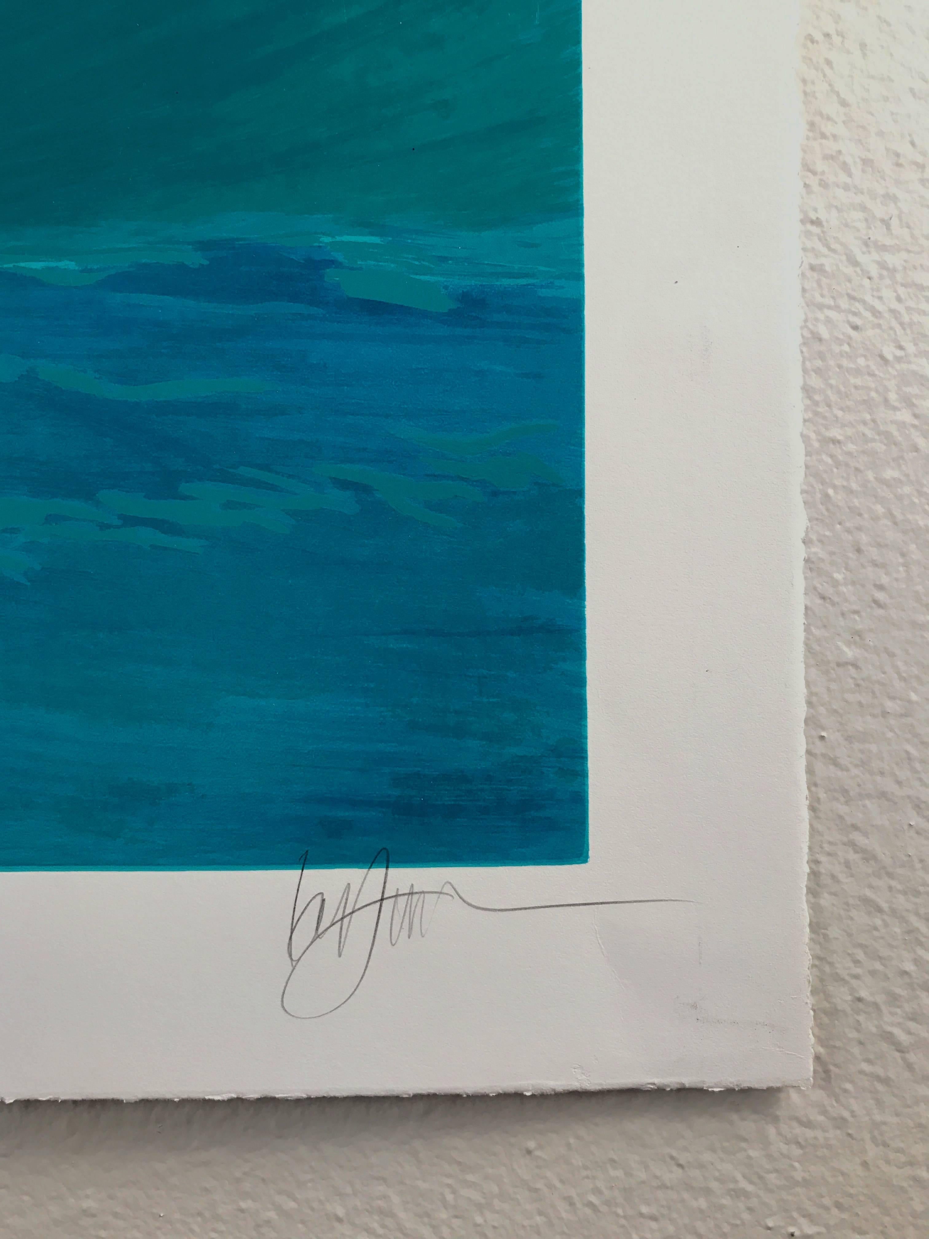 Outer Island - Blue Figurative Print by Ken Auster