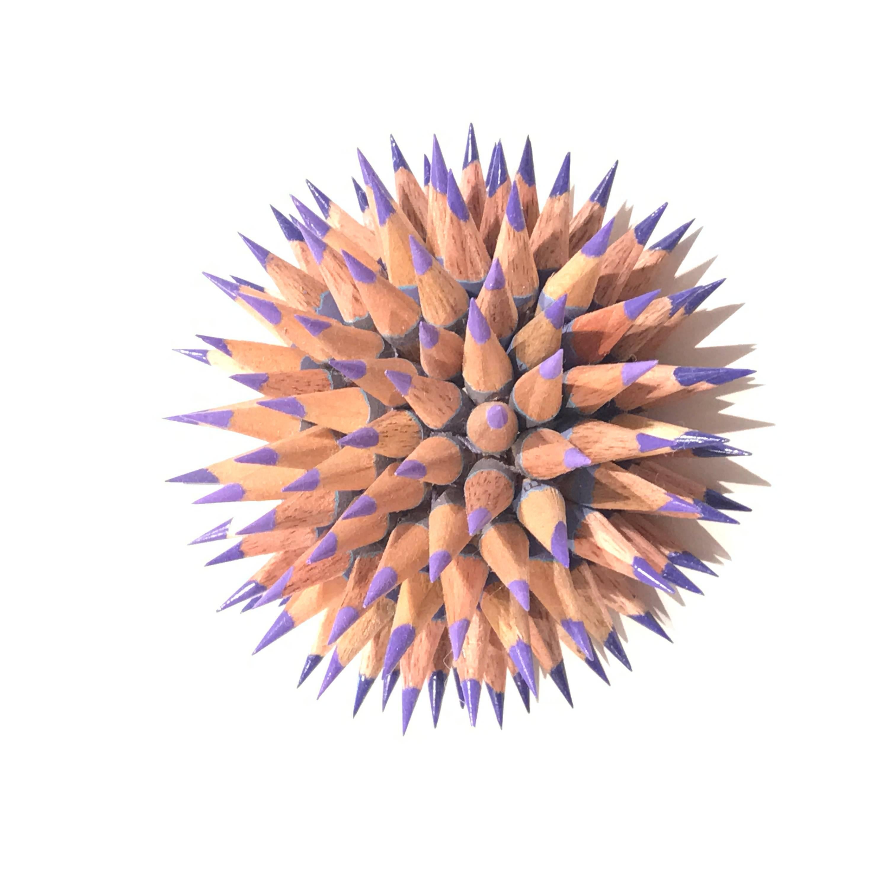 Smokey Purple Violet Sea Urchin - Sculpture by Jennifer Maestre