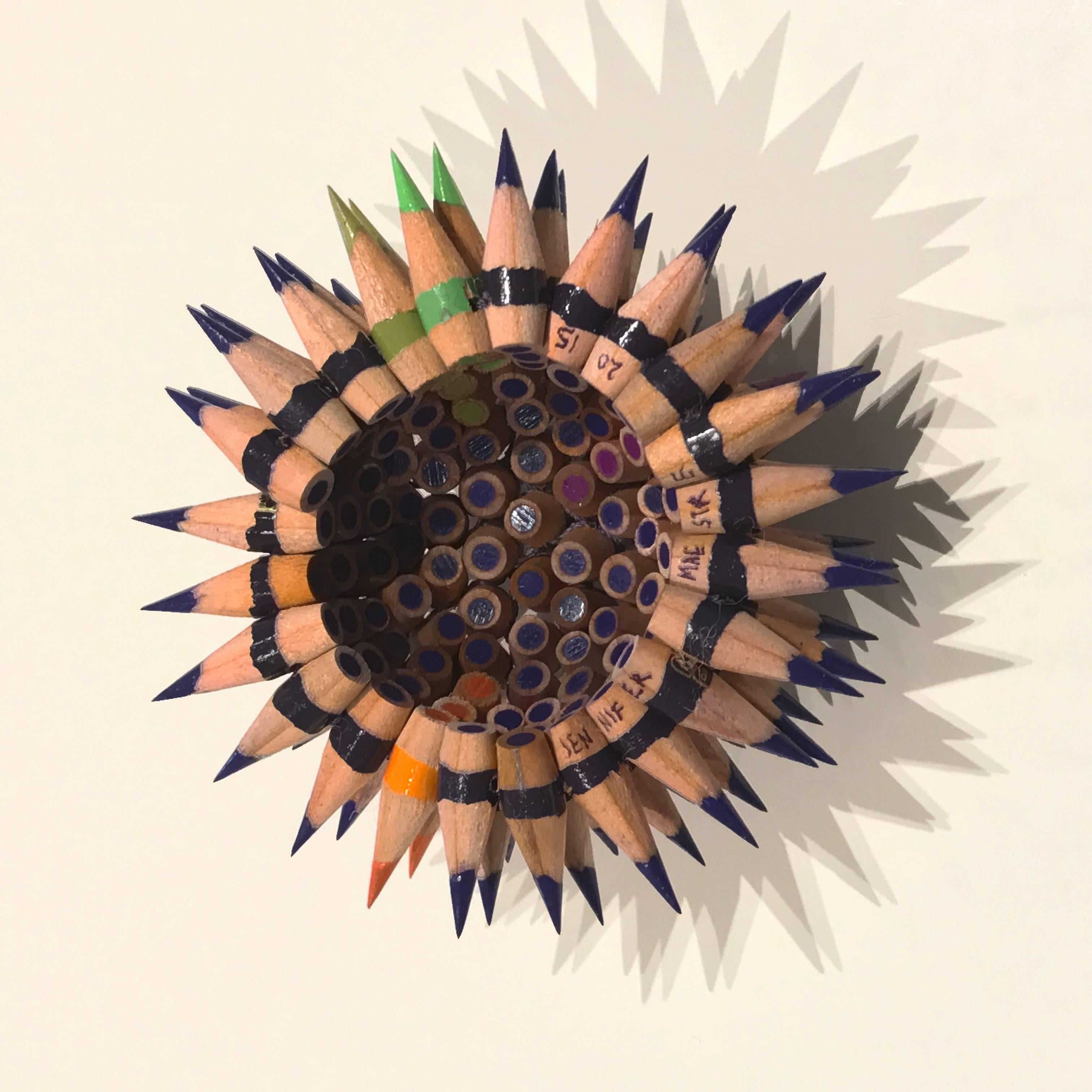 Indigo and Fuschia Sea Urchin - Contemporary Mixed Media Art by Jennifer Maestre