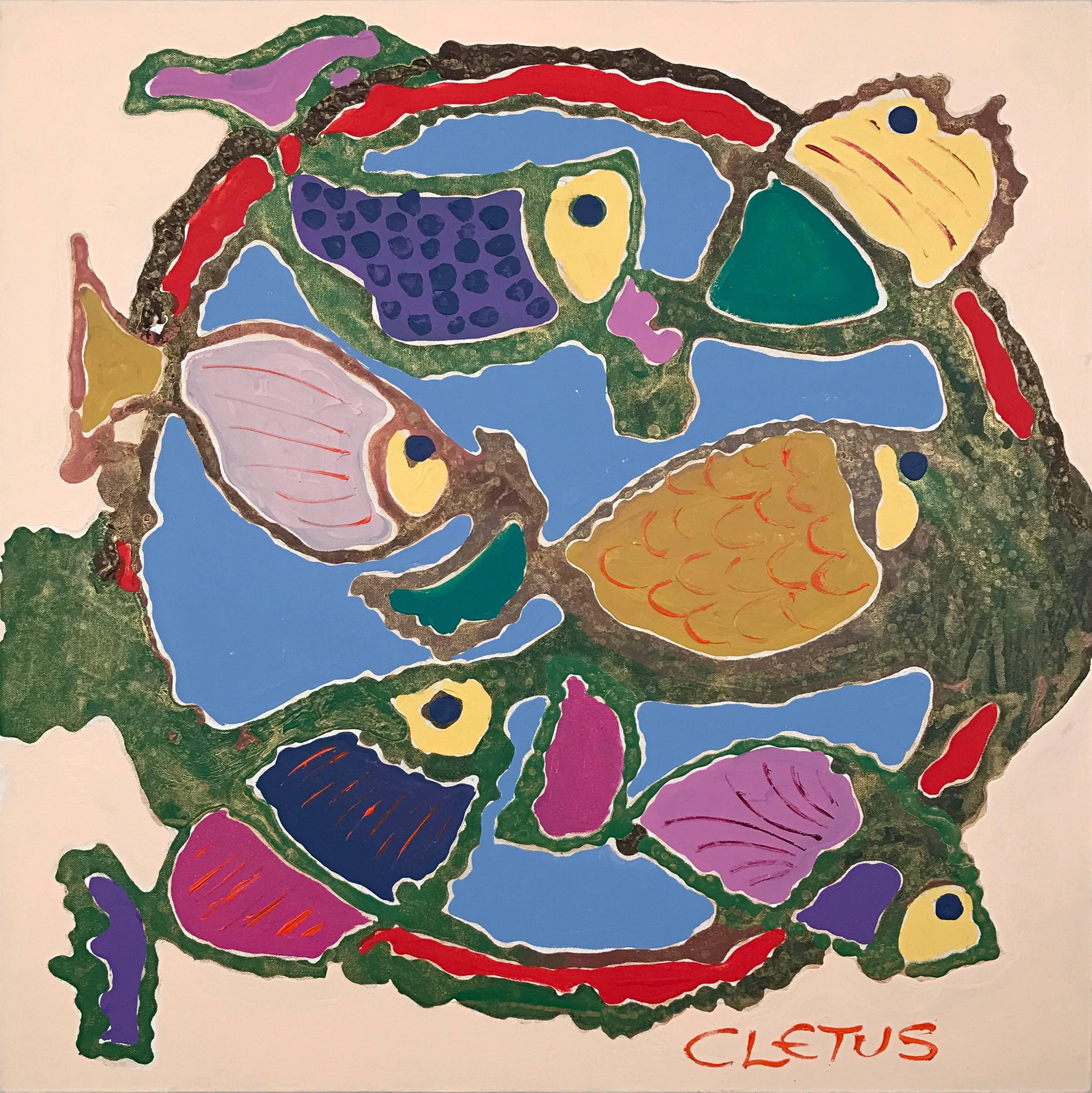 Bro. Cletus Behlmann Animal Painting - Circle of Fish