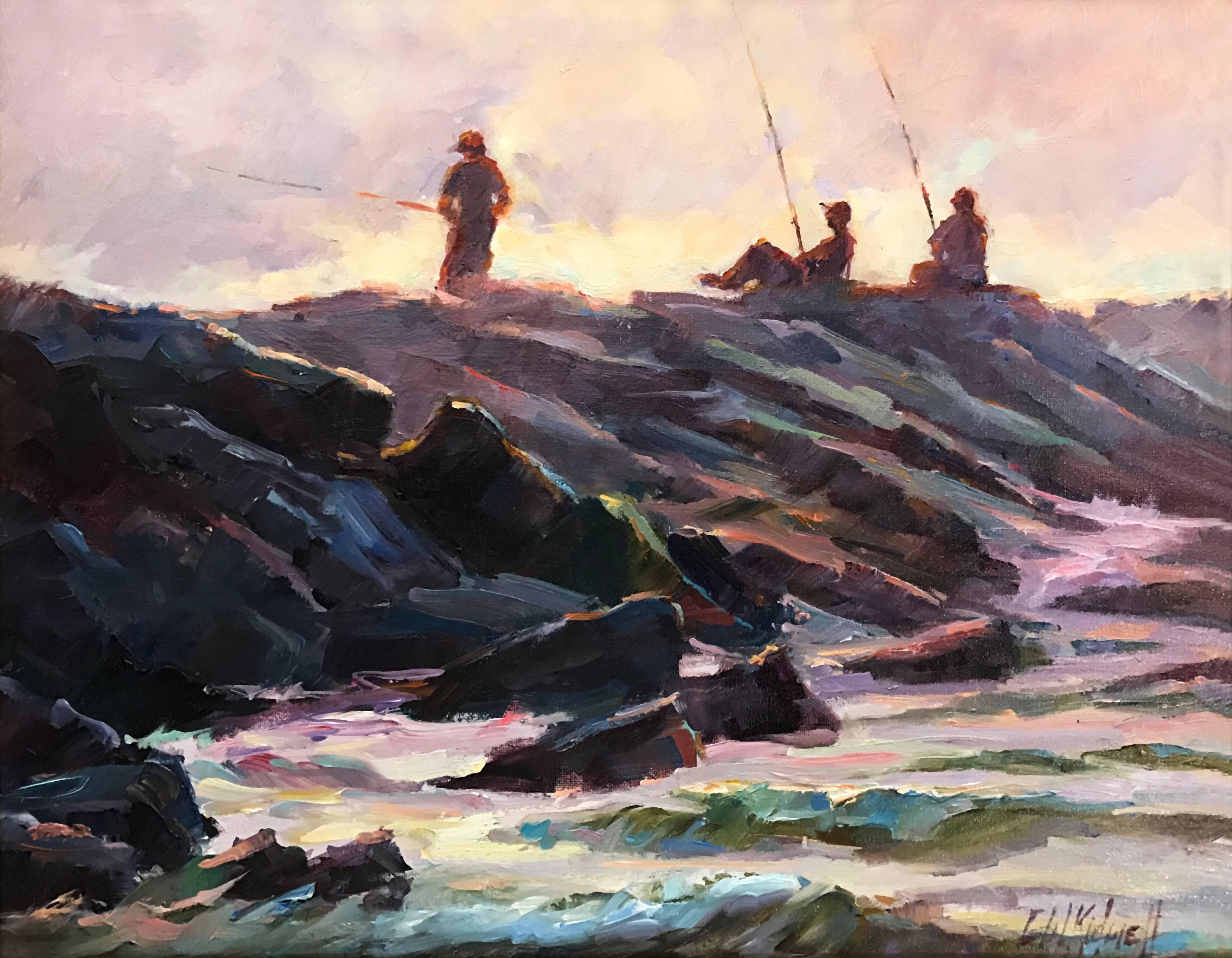Christy Kidwell Figurative Painting - Fishing the Jetties