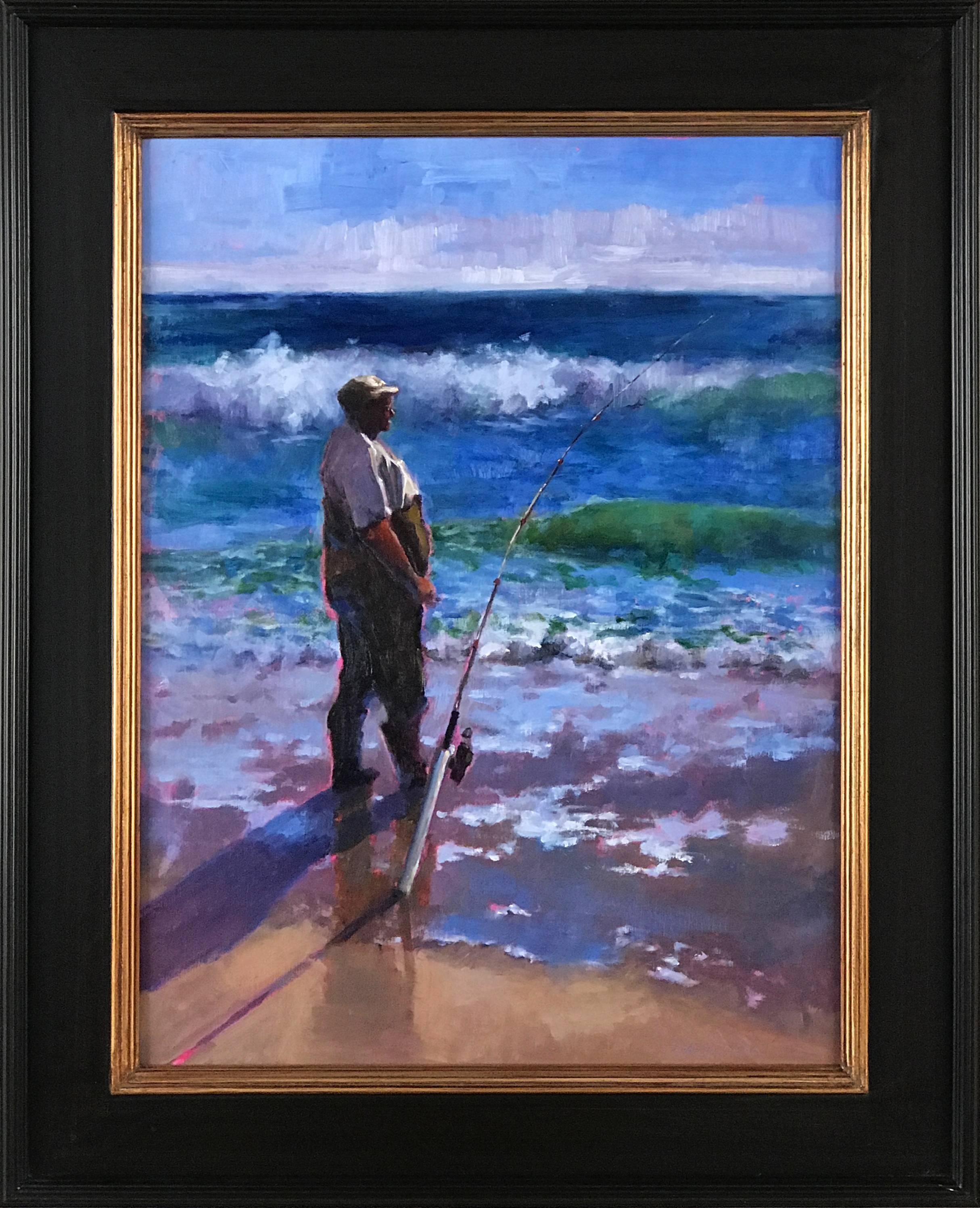 Carol Devereaux Landscape Painting - Surf Fishing