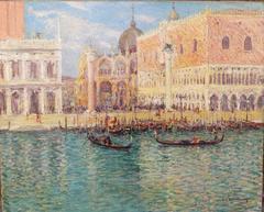 San Marco place in Venice Oil on Canvas by W.A Lambrecht
