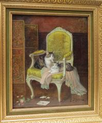 Royal Armchairs for Cats - Painting by JULES LEROY